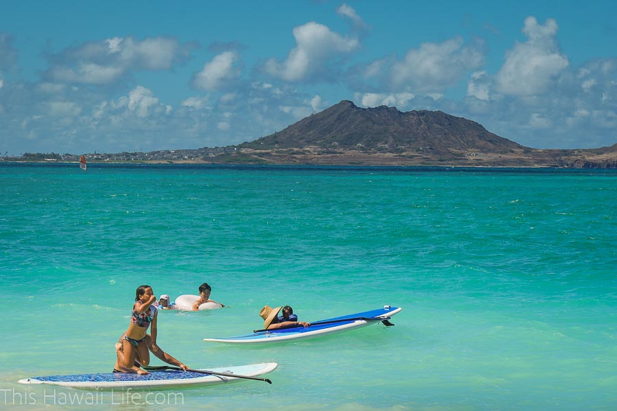 Learning how to SUP board in Oahu