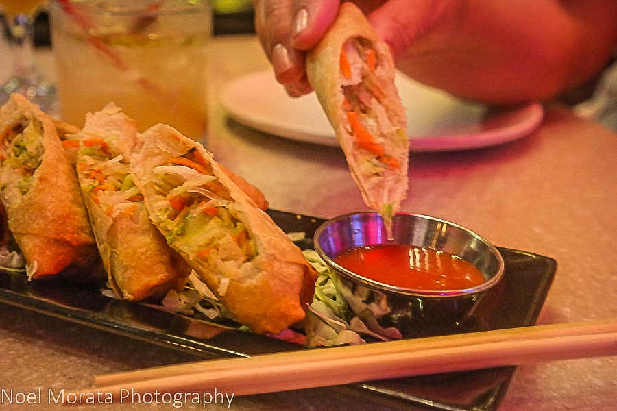 Egg roll appetizer at a cafe