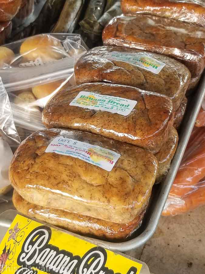 Fresh banana bread for sale at the farmers market