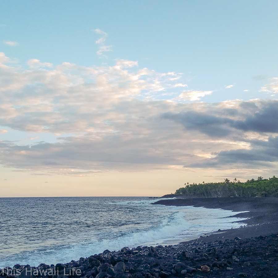 Exploring the new black sand beach at Poihiki in the Puna District

