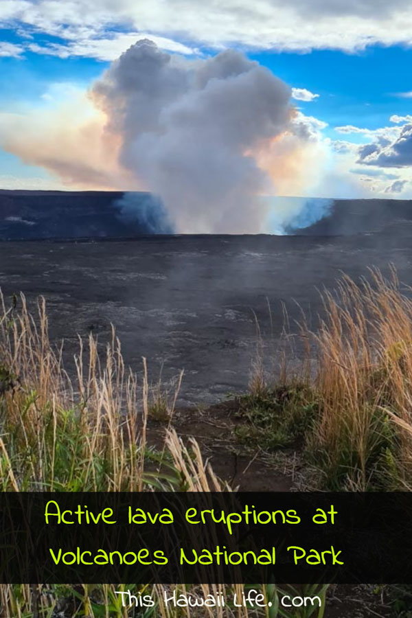 Pinterest image Lava eruptions at Volcanoes National Park