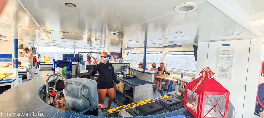 Sharing safety gestures on the snorkeling activity onboard