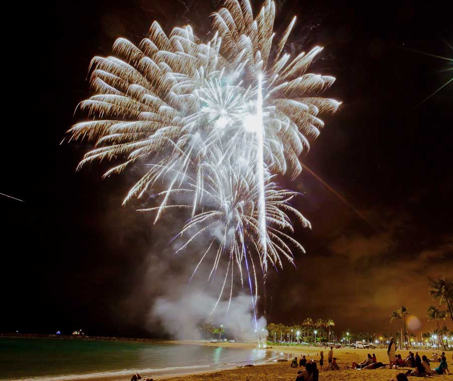 Watch a free fireworks show at Waikiki
