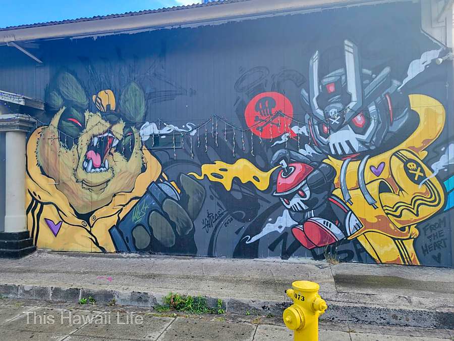 Walking the streets for the colorful street art murals around Kakaako district