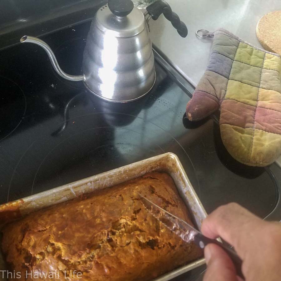 Fresh banana bread from the oven