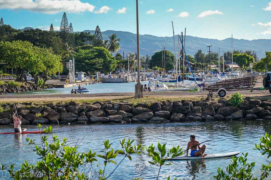 Hang out at Haleiwa beach and bridge outside town
